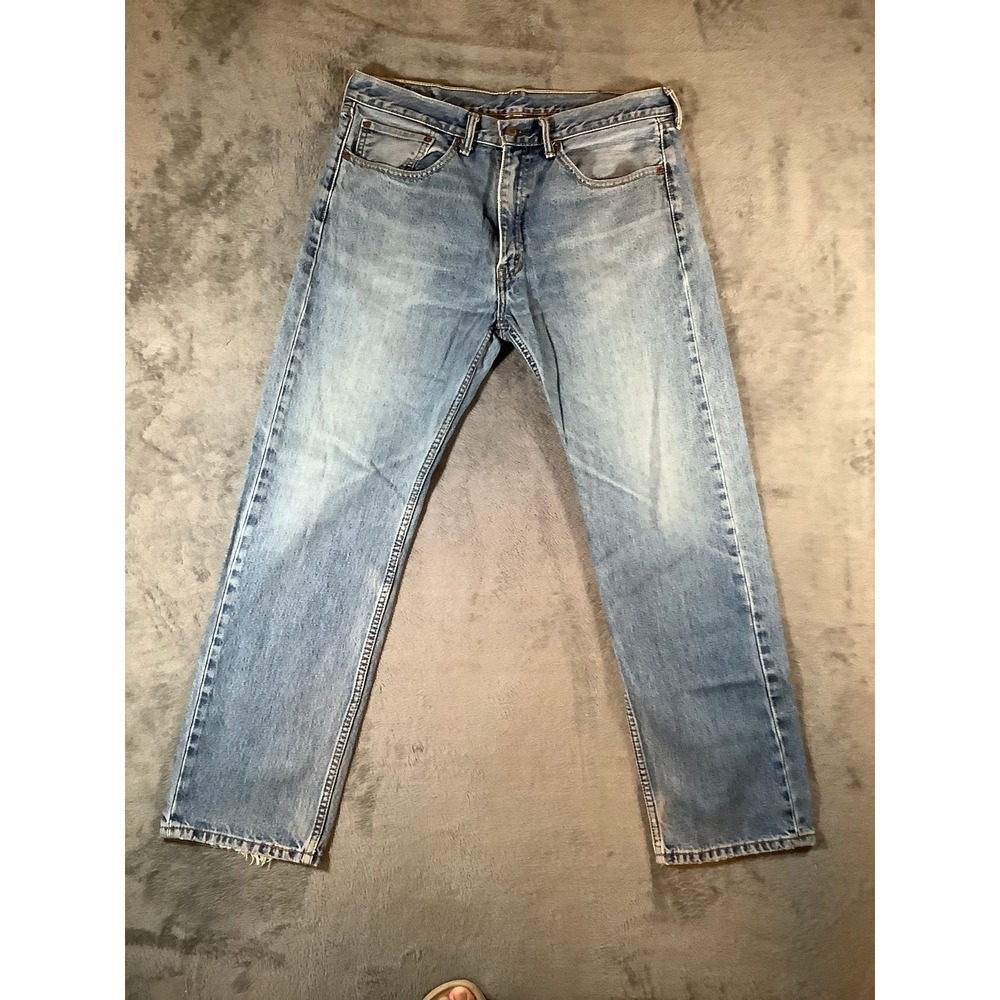 Levi's 505 Regular Fit Straight Leg Jeans Men's 36x32 Light Wash Denim